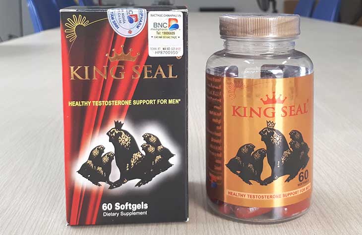 King Seal được biết đến là “thần dược” chống mãn dục sớm Hộp và lọ King seal, có dán nhãn đại bàng