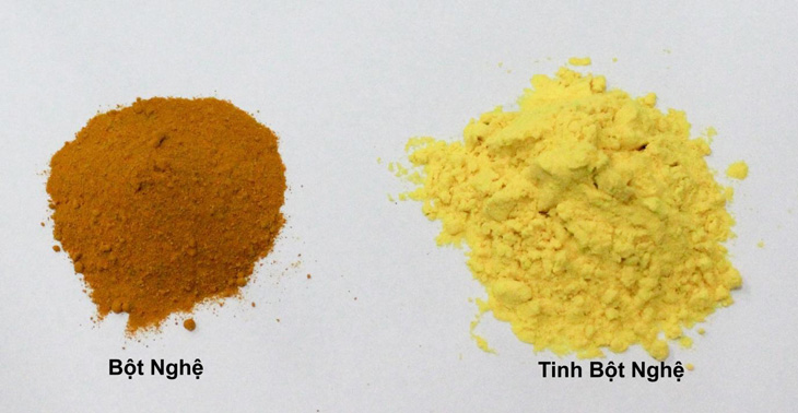 Có thể phân biệt tinh bột nghệ và bột nghệ qua màu sắc, mùi vị
