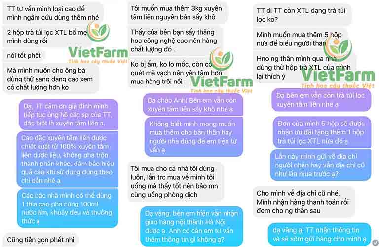 Feedback của khách hàng ghi nhận được trên chuyên trang Trungtamduoclieu.com