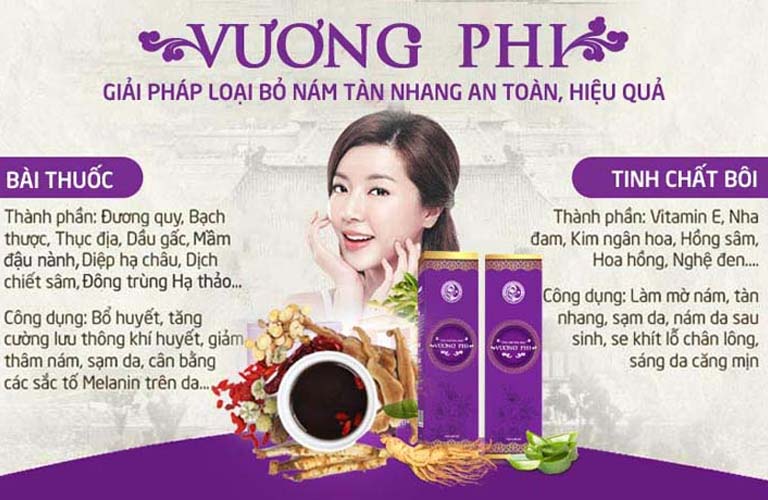 Bài thuốc uống và tinh chất bôi Vương Phi