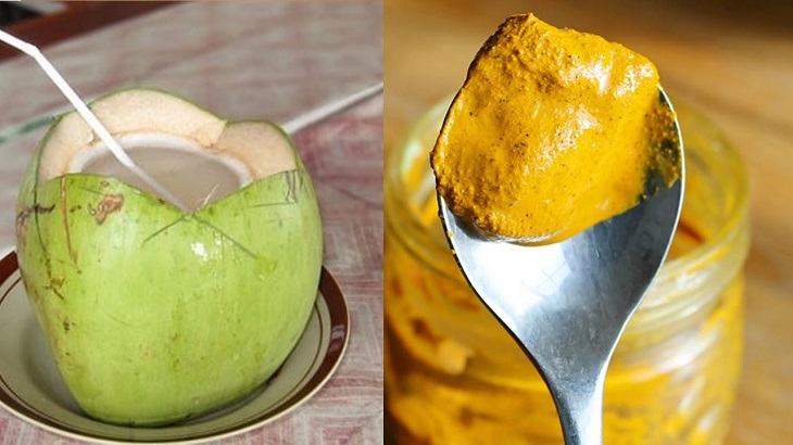 Nghệ được kết hợp với dừa chữa dạ dày